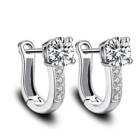 pure cubic zirconia earrings for engagemeng bridal jewelry luxury 925 sterling silver earlobe ear rhinestone prevent allergy