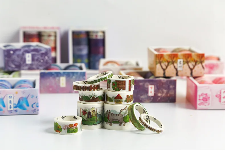 10 шт./компл. милый Единорог лента Washi Kawaii Голубой океан декоративная клейкая лента цветок малярный скотч для Скрапбукинг фотоальбомы