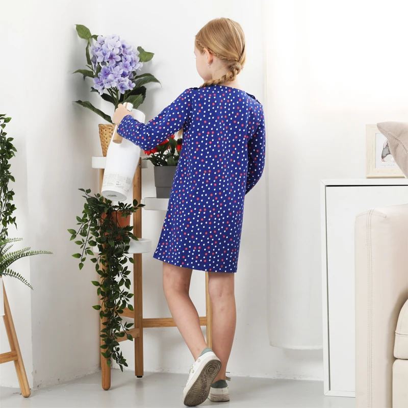 Осенне-зимнее платье для девочек с длинным рукавом и цветочным принтом Детские