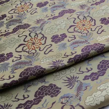 CF1088 Purple Gragon Chinese Silk Jacquard Brocade Fabric Chinoiserie Clothing Sofa Decoration Cloth Curtain Pillow Case Fabric