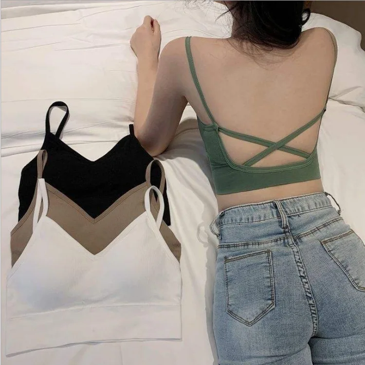 

Sexy Tank Top Black Halter Crop Tops Women Summer Camis Backless Camisole Fashion Casual Tube Top Female Sleeveless Cropped Vest