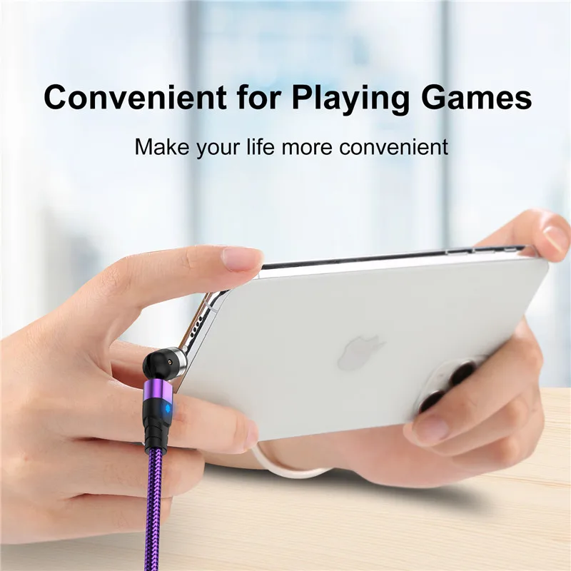 USLION 540 Rotate Magnetic Cable usb 3A Fast Charging Type C Magnet Charge Micro For iPhone 11 Pro 7 Samsung Xiaomi USB C Cable