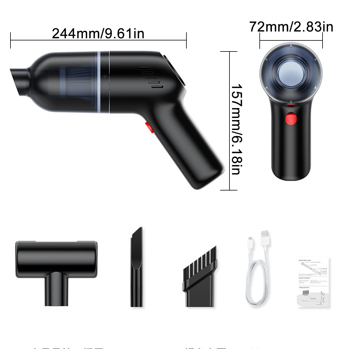 Пылесос ручной 8000 па для сухой и влажной уборки 3 насадки зарядка от USB |