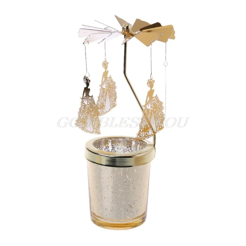 GD-3 Звездчатый Кап-вращающийся карусель поворотный Свечи Tealight металлическая стойка держатель - Цвет: GD-3