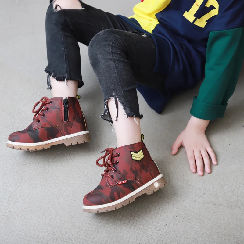 Детские ботинки JUSTSL Новинка осени 2019 кожаные для мальчиков и девочек детские Martin