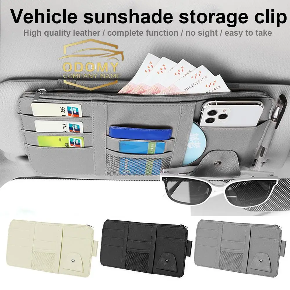 

Car Visor Organizer Auto Sunshade Storage Bag Multi-functional PU Holder for Mobile Phone Ticket Cards Eyeglass Documents