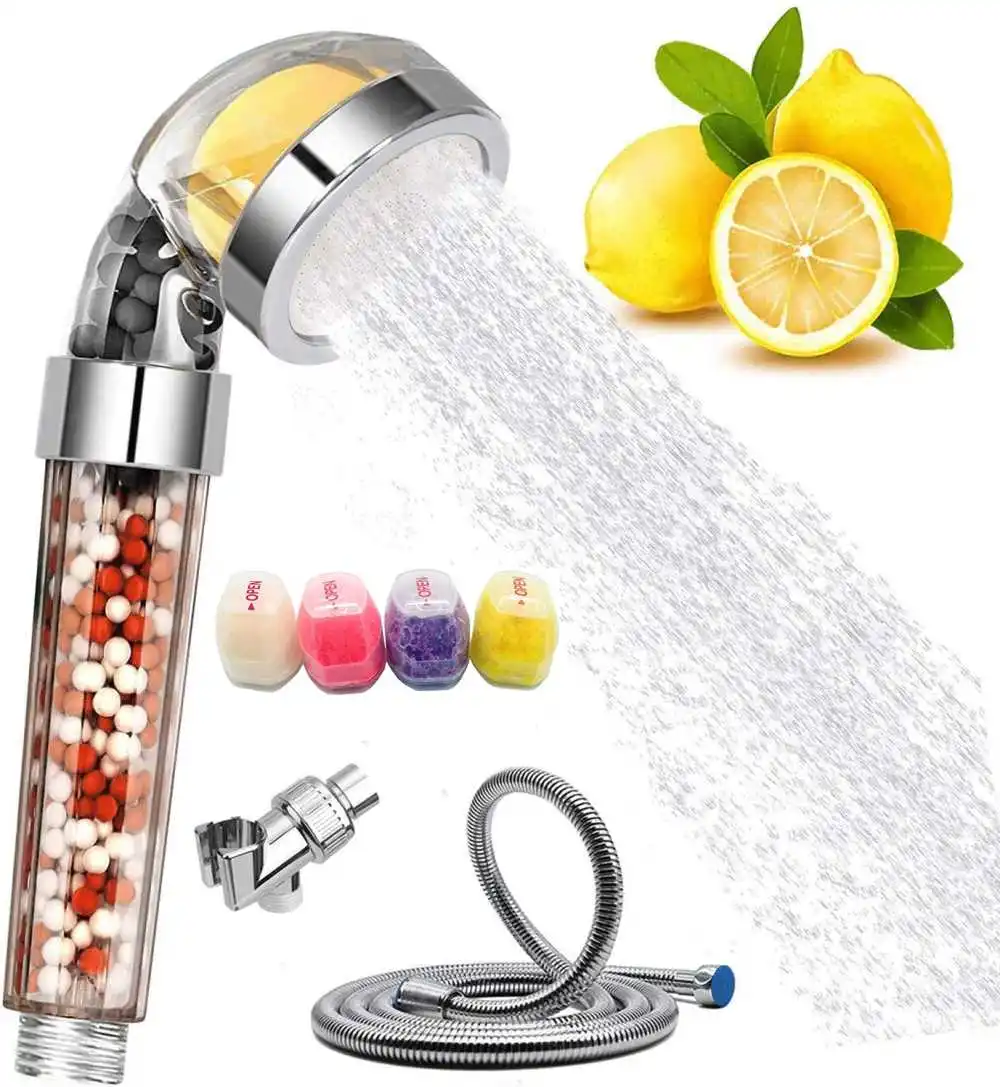 

Bathroom Ionic Mineral Beads Shower Head with Vitamin C Shower Filter High Pressure Saving Water Handheld SPA Shower