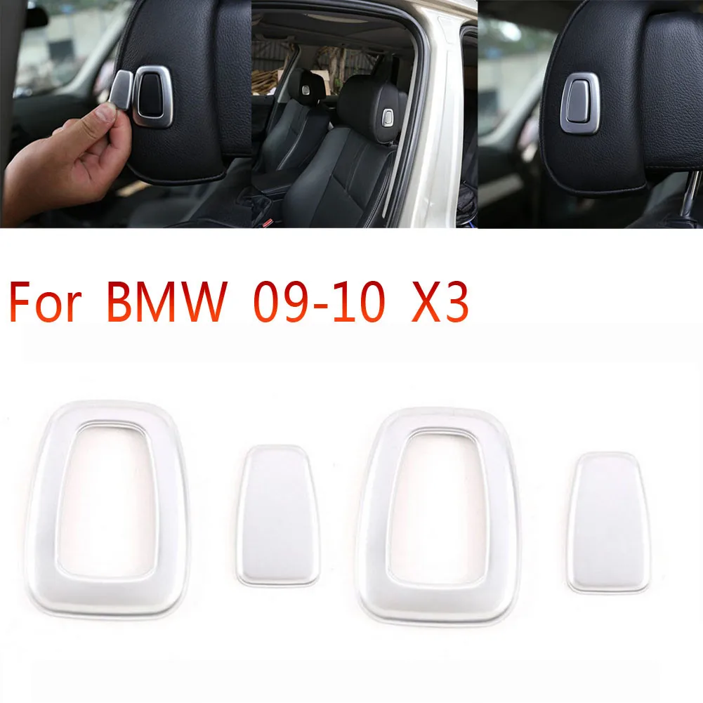 

For BMW X3 E83 2009-2010 Auto Seat Accessories Interior Headrest Adjustment Knob Button Cover Chrome Car-styling Trim Decoration