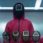 Пластиковая маска из игры кальмар, треугольная, квадратная, круглая, Реплика с красным капюшоном, комбинезон, мужской головной убор, костюм босса, реквизит, маска для косплея на Хэллоуин