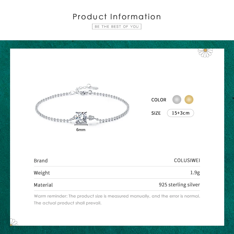 Colusiwei модные 925 стерлингового серебра изумрудно рубишь небольшой площади