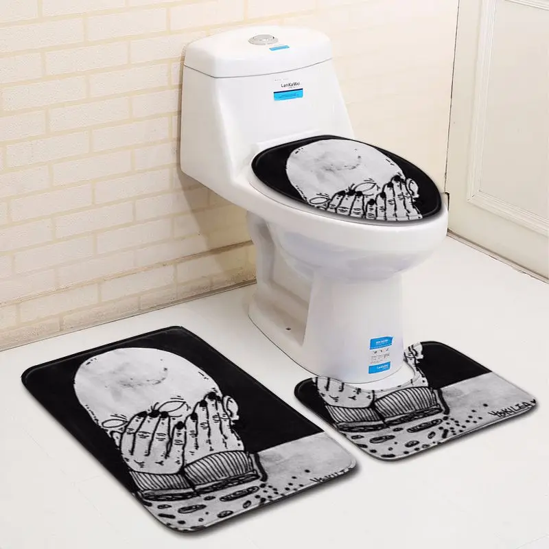 

Zeegle 3Pcs Bath Mat Set Anti Slip Bathroom Doormat Shower Mat Flannel Soft Toilet Pedestal Rug Foot Mat Absorbent Toilet Set