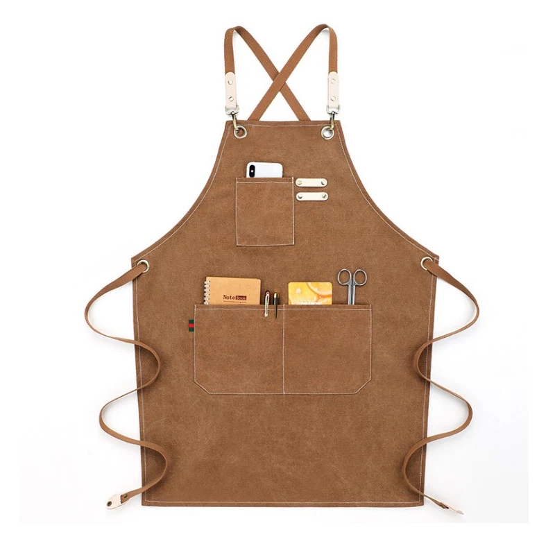 Брезентовый Рабочий Фартук на шею унисекс Регулируемая кожаная фабричная