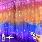 Светодиодный ная занавеска, свадебная лампа-занавеска с USB-пультом дистанционного управления для украшения спальни