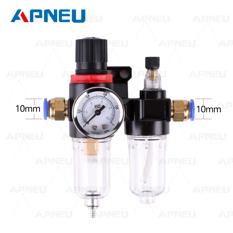 AFC2000 10mm fitting AFC2000 маслоотделитель воды регулятор Ловушка фильтр Аэрограф Воздушный компрессор регулятор давления редукционный клапан AFR2000+ AL2000 G1/4" - Цвет: AFC2000 10mm fitting
