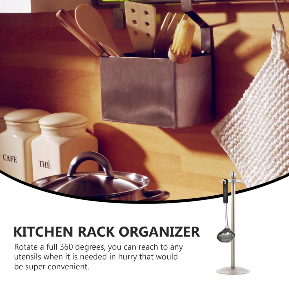 

1pc Stainless Steel Rotary Kitchen Drainage Rack Shovel Spoon Hanger (Five hook)