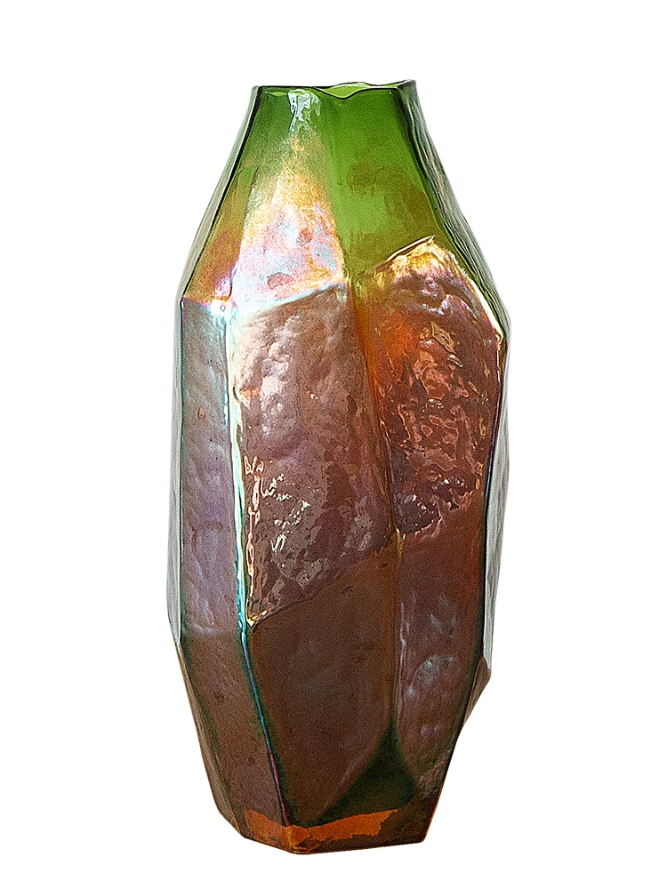 

Free shipping Retro Geometric Glass Vase European Creative Simple Flower Table Decoration Ornaments Handmade Blow Vase Gift