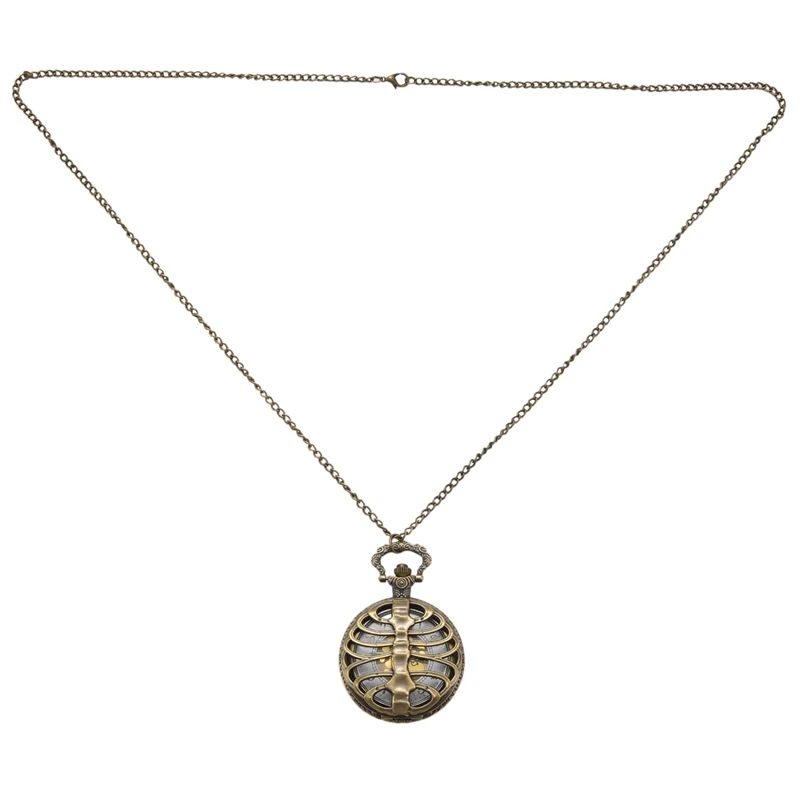 

Ретро черепа позвоночника полый кварцевые карманные часы ожерелье кулон часы цепи для мужчин для женщин подарок