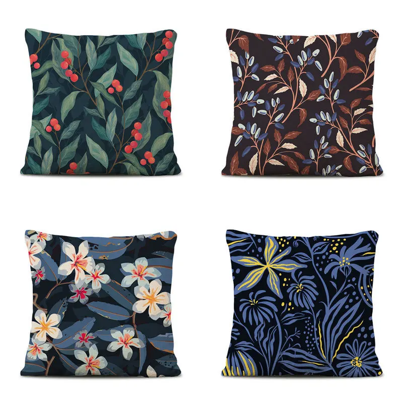 

Flowers Printed Waterproof Square Pillowcase Watercolor Cushion Decorative Pillow Cushions Home Decor Sofa Throw Pillows