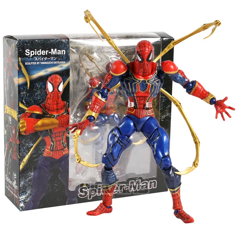 Iron Spider box Revoltech Дэдпул Человек-паук Железный человек Росомаха Магнето Капитан Америка Carnage Psylocke Deathstroke Gambit PVC Action FigureToy - Цвет: Iron Spider box