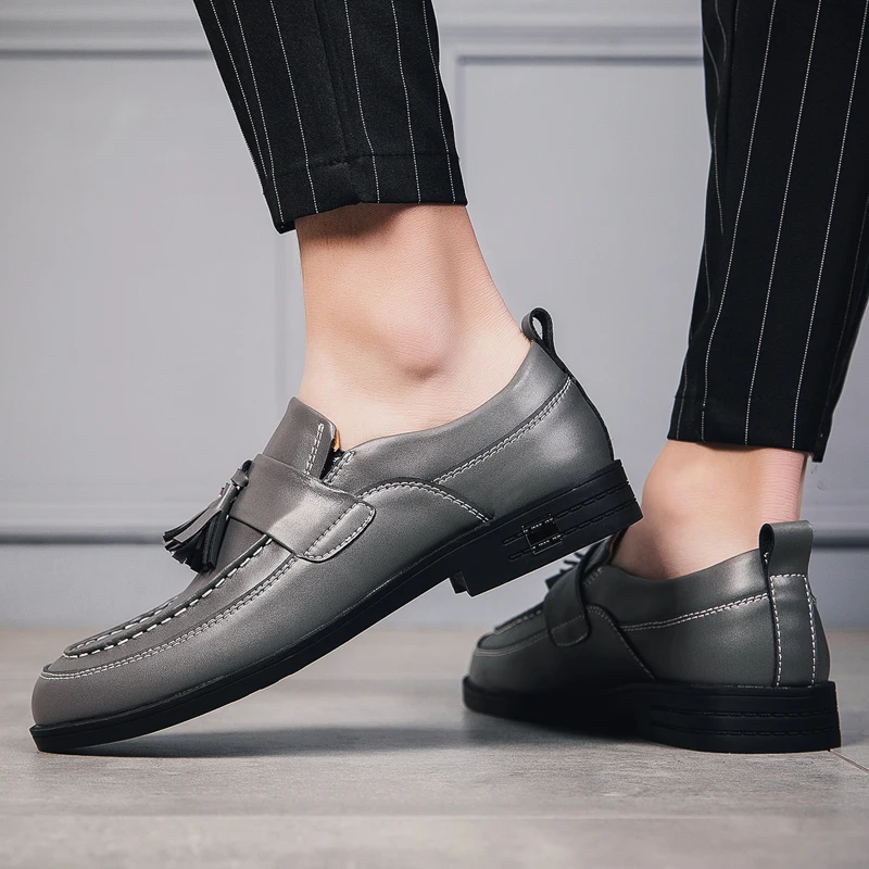 Лоферы роскошные мужские кожаные туфли без шнуровки повседневные на плоской