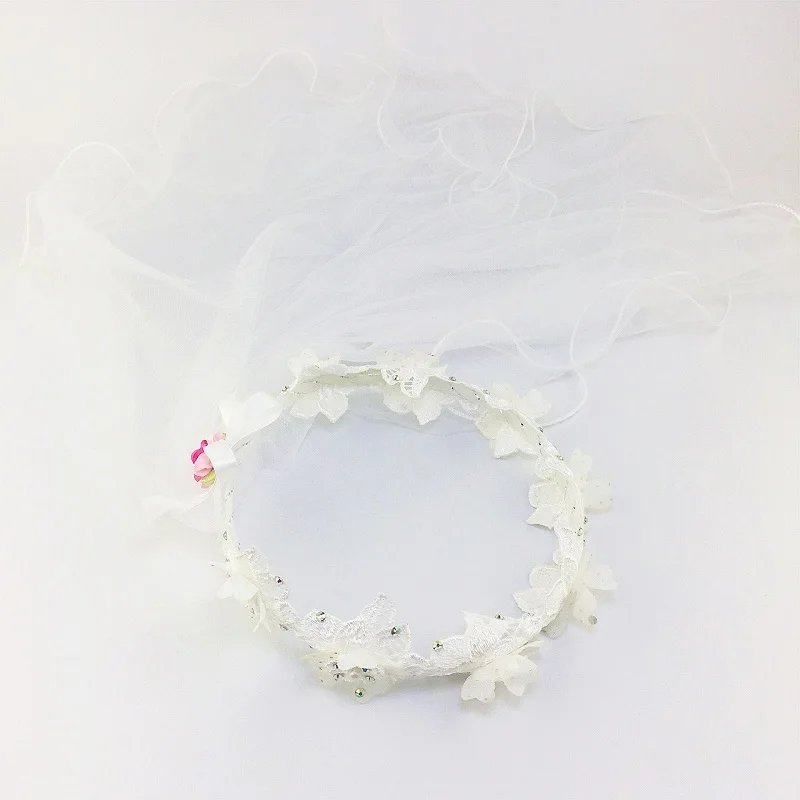 Детский двухслойный тюлевый венок для невесты повязка на голову маленькой