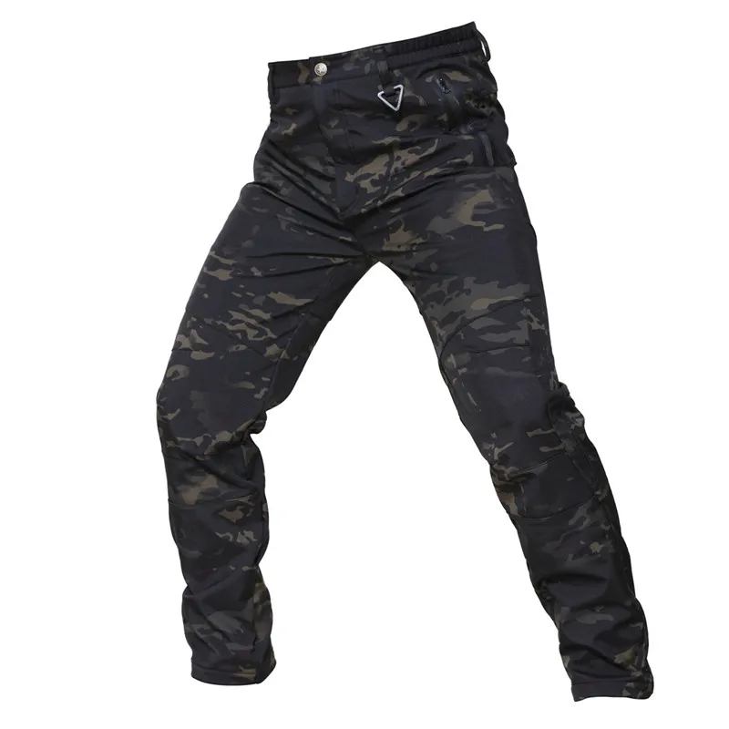 Зимние мягкие оболочки тактические военные штаны камуфляж мужские