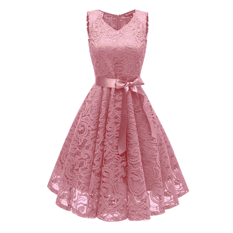 Элегантное женское вязаное кружевное вечернее платье без рукавов с V-образным