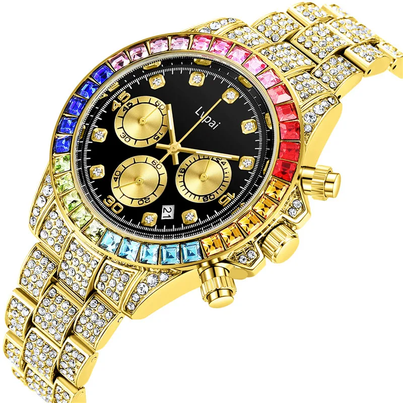 

Watch Men Luxury Brand Full Diamond Mens Watches Quartz Men's Watch Waterproof Hip Hop Male Clock Gift For Men gift
