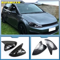 2 pieces for vw golf mk7 7 5 gti 7 7r mirror covers caps rearview mirror case cover carbon look bright black matte chrome cover