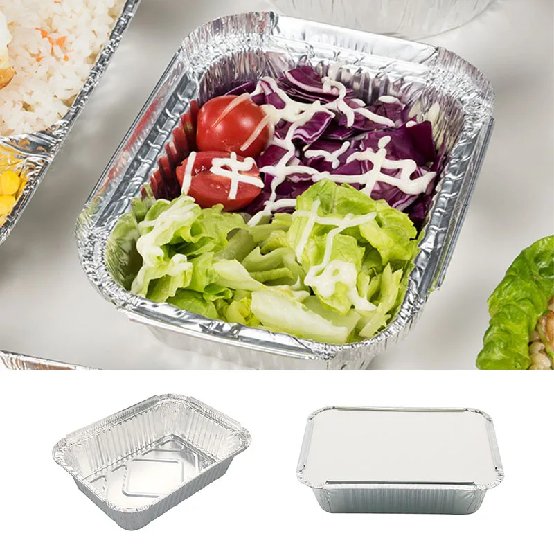 

10pcs High Quality Rectangle Shaped Disposable Aluminum Foil Pan Take-out Food Containers with Aluminum Lids/Without Lid