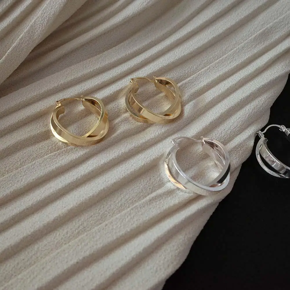 Женские двойные серьги-кольца изысканные простые геометрические серьги с