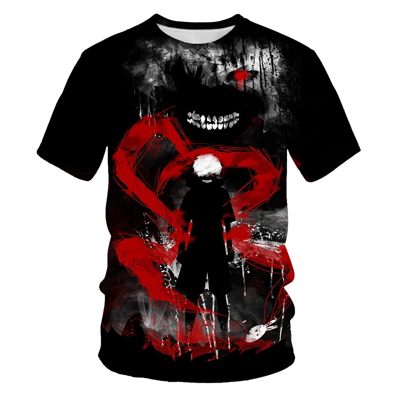 

fashion T shirts Tokyo Ghoul T shirt Men Blood Tshirts Casual Ken Kaneki Shirt Print Japan Anime Clothes Cosplay Tshirt Printed