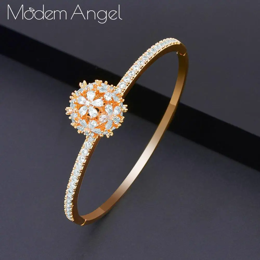 ModemAngel Luxury Round Ball bangle AAA zircon micro pave hand bracelet For Women Wedding setting | Украшения и аксессуары