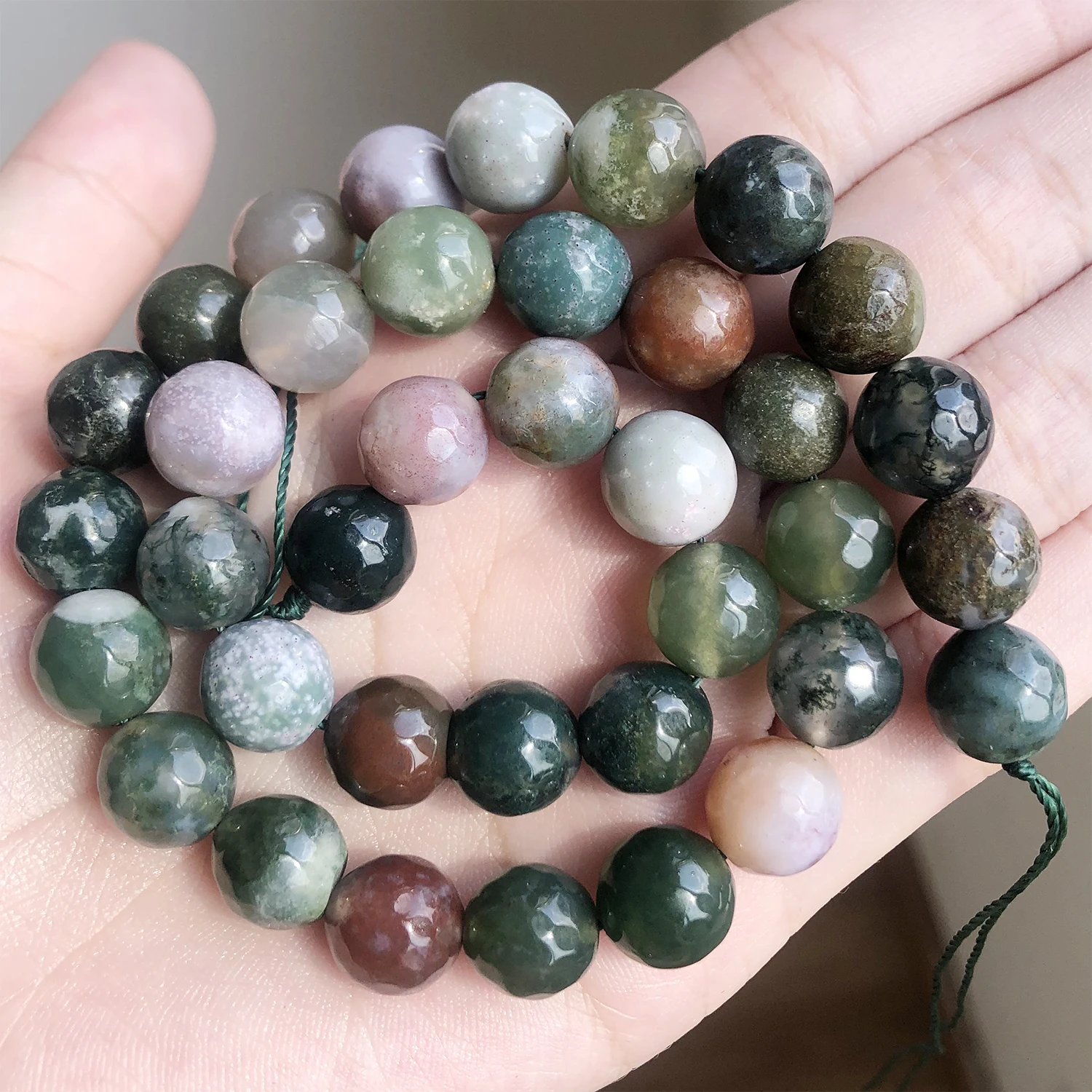 Бусы из камня Агата круглые бусины-разделители с естественными гранями