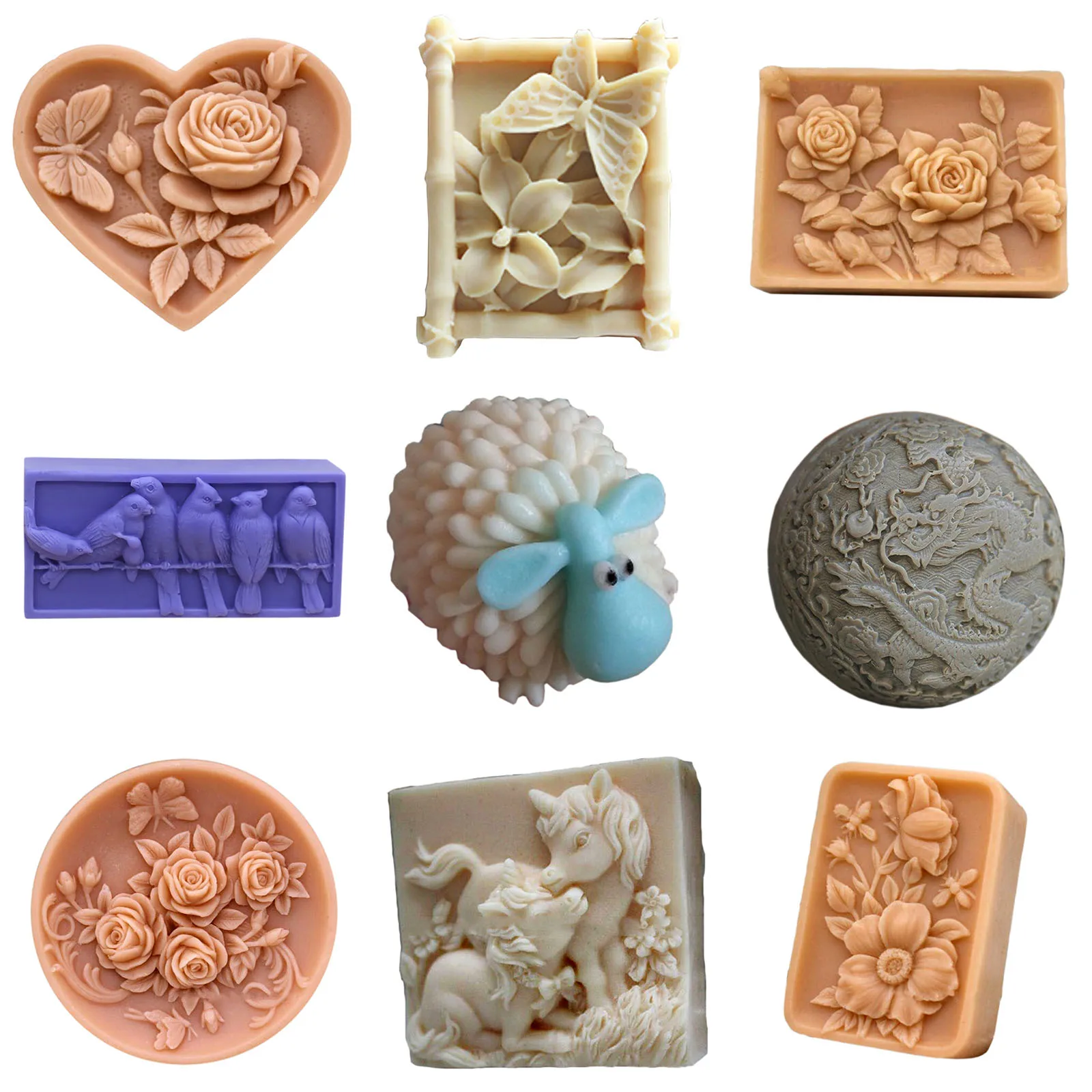 

Sheep Silicone Soap Mold Flower DIY Butterfly Dragon Silicon Handmade Soap Mould