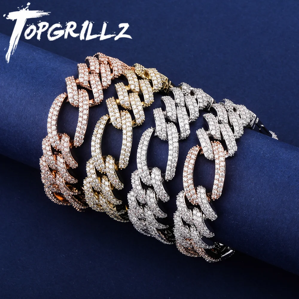 Браслет TOPGRILLZ мужской из кубинской цепи квадратная большая застежка 18 мм