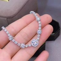 meibapj real moissanite diamond bracelet 925 sterling silver white stone bangle for women fine wedding jewelry