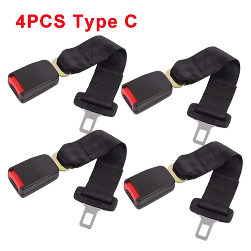 4Pcs Type C Универсальный чехол для ремня безопасности автомобиля удлинитель ремня безопасности 3 размера удлинитель ремня безопасности пряжка зажим ремня безопасности авто аксессуары - Название цвета: 4Pcs Type C