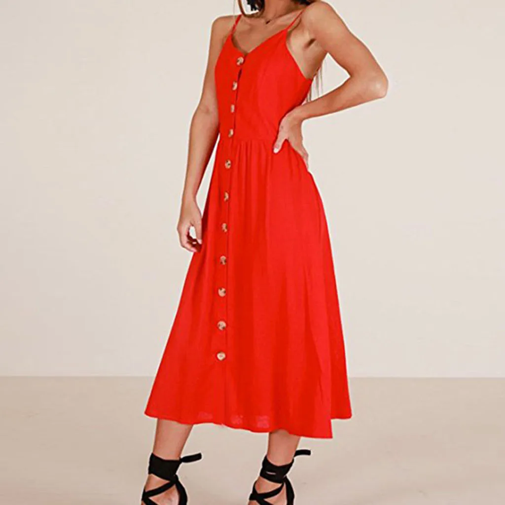 Ropa Mujer Bohemian Summer Beach Women Casual Dresses Sexy Printing Buttons Off Shoulder Sleeveless Party Night Solid Dress | Женская