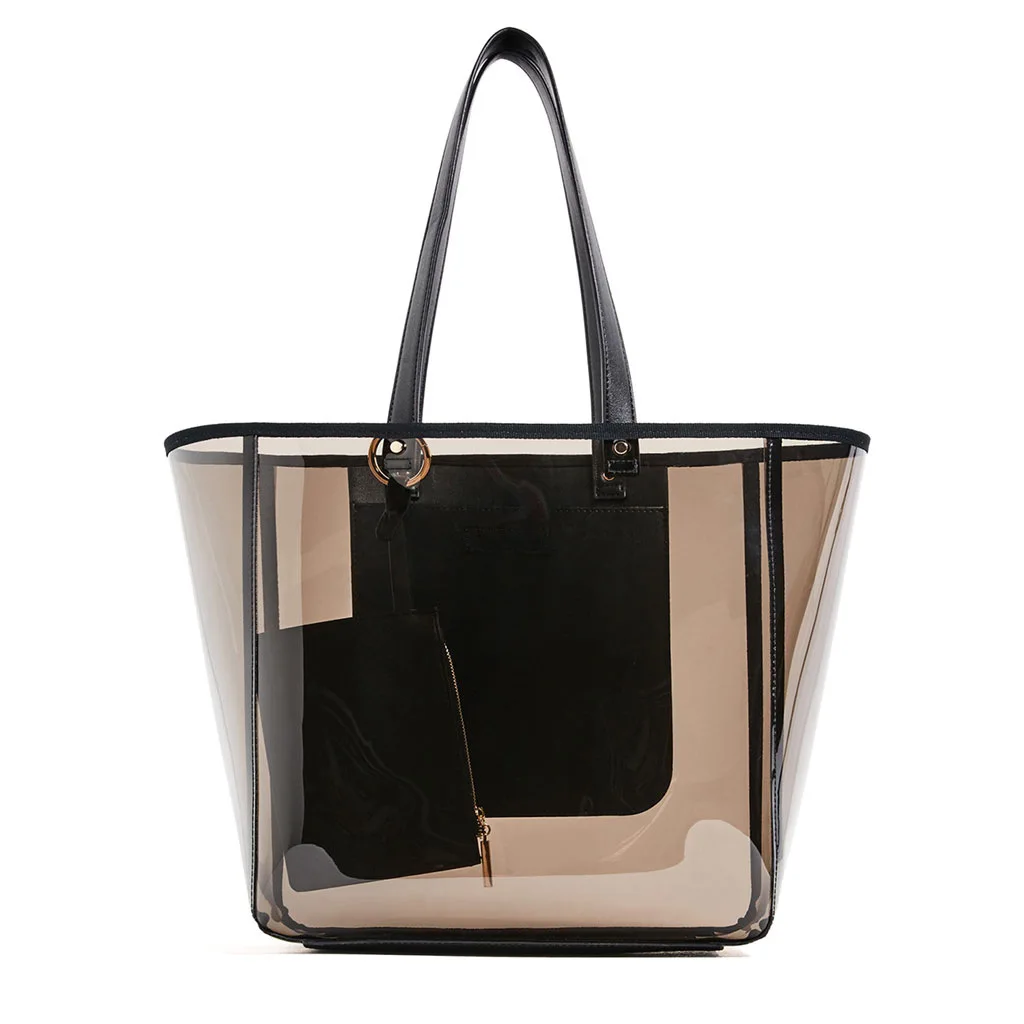 

FIRMRANCH Women's Fashion Vintage Waterproof Transparent Jelly Trend Shopper Shoulder Bag Tote Large Capacity In Summer Beach