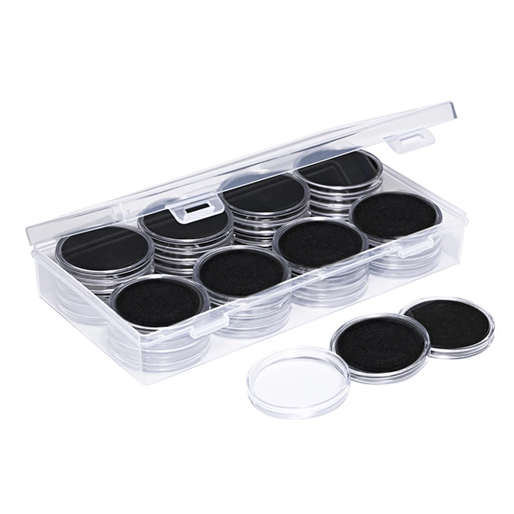 

Transparent Coin Collection Capsule Eva Foam Gaskets Round Display Box Hot Practical