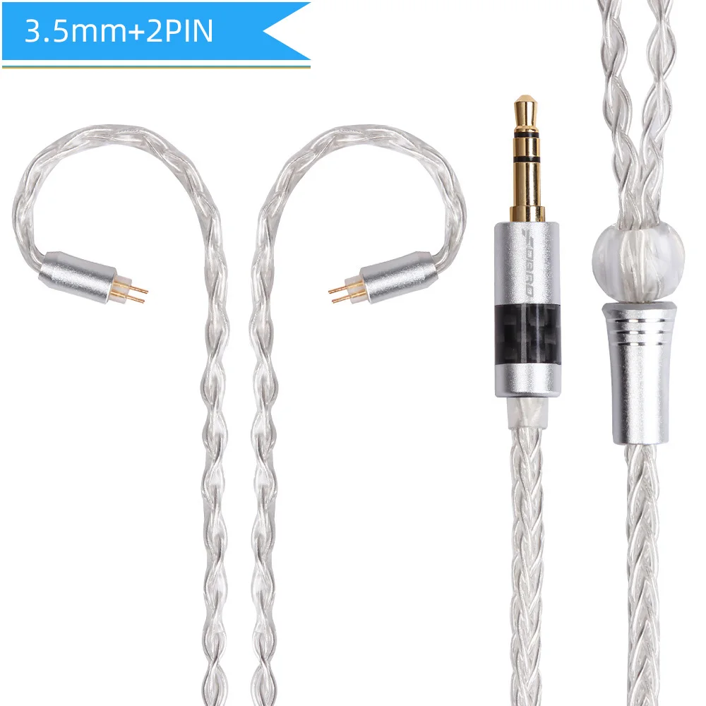 2Pin 3.5 Silver FDBRO MMCX Серебристые наушники кабель 8 Core с серебряным покрытием обновления кабель углеродного волокна 2Pin 2,5/3,5/4,4 сбалансированный кабель для SE846 SE535 - Цвет: 2Pin 3.5 Silver