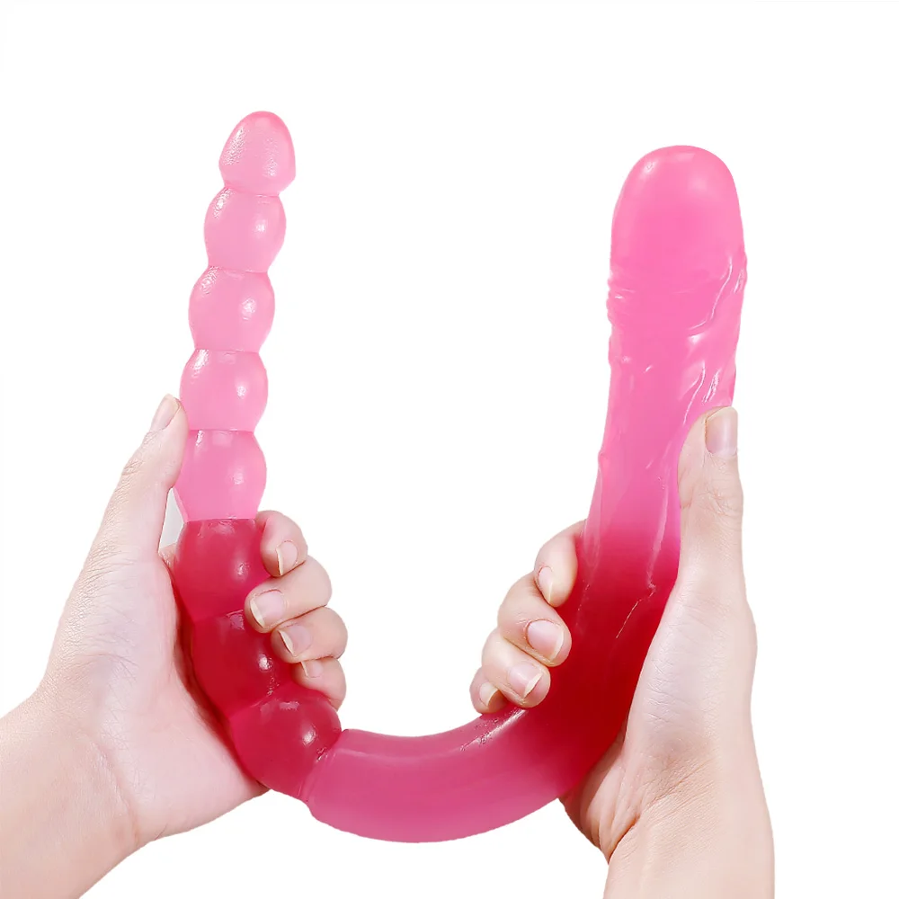 370mm Extra Long Soft anal dildo Double ended Head gay Dildo Toy For Adult Flexible Jelly Vagina dildos for women Lesbian | Красота и