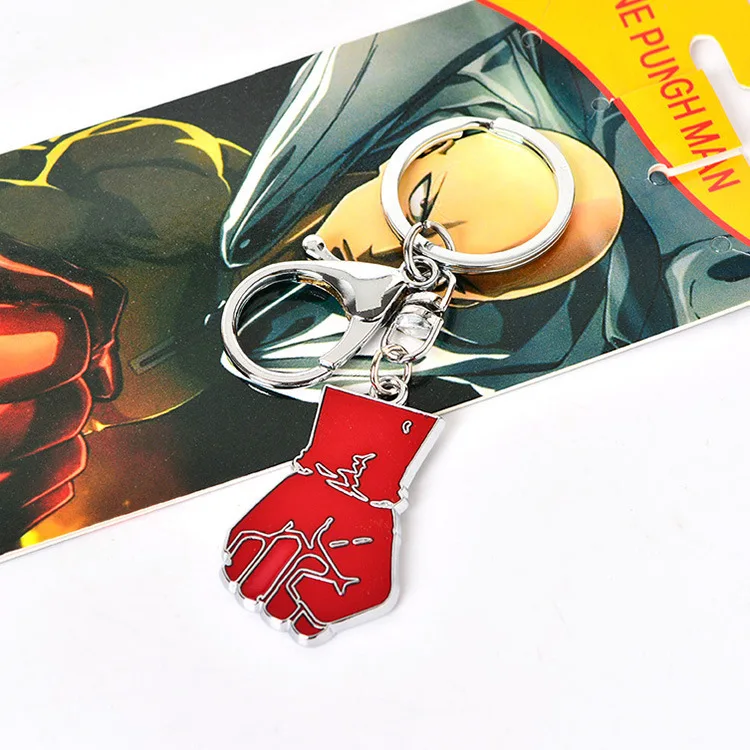 

Anime One Punch Man Keychains Saitama Fist Hand Metal Key Chains Pendant Model Toy Necklace Cosplay Collection Keyrings