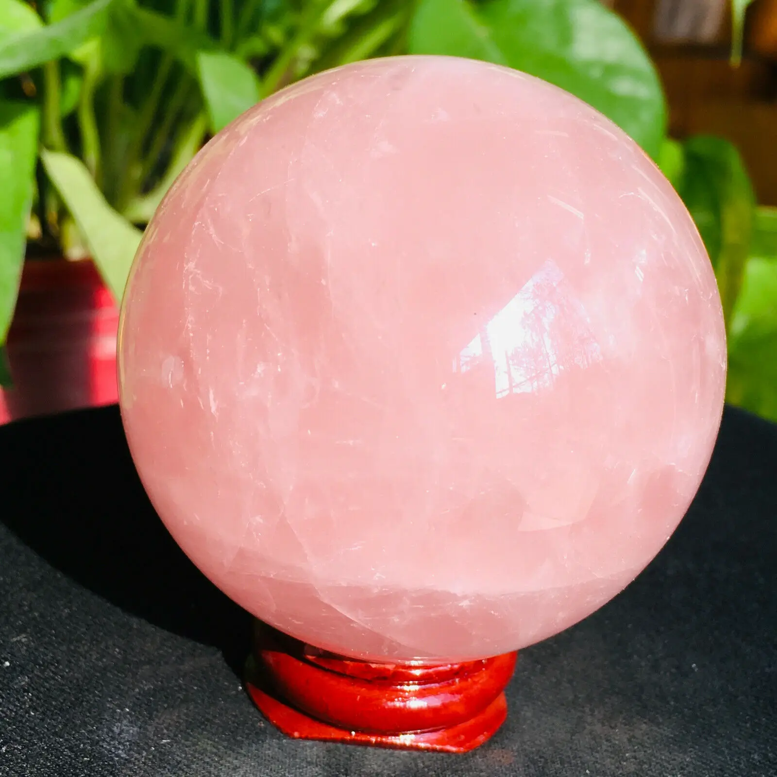 

Natural Pink Rose Quartz Crystal Healing Ball Sphere + Stand