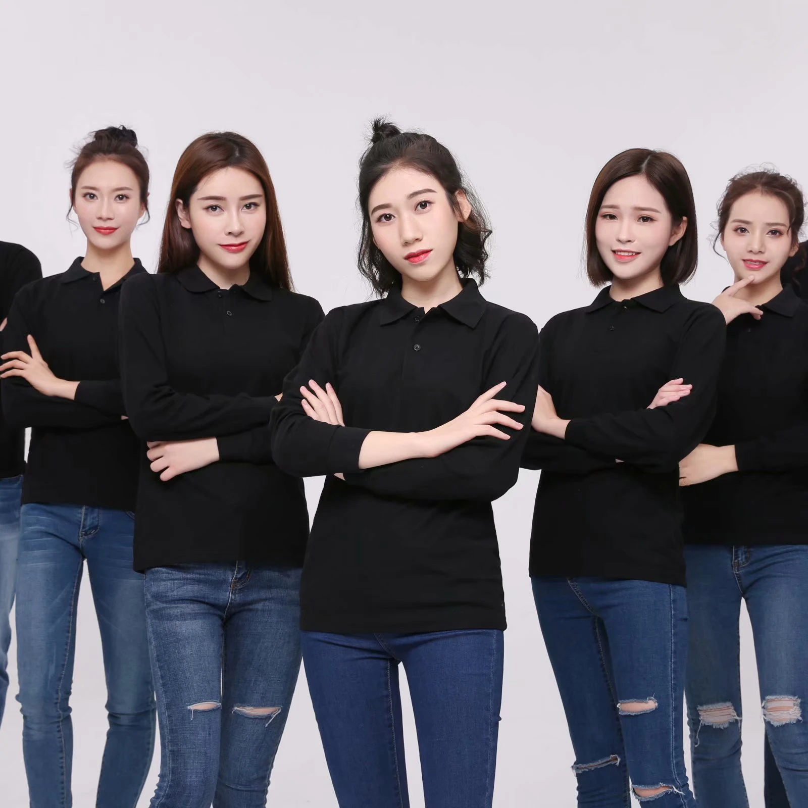 Женские рубашки поло с длинным рукавом 15 Soild цвета женские дышащие размер плюс