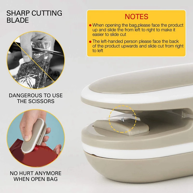 

Mini Bag Sealer, Portable Heat Vacuum Sealers Plastic Sealer, 2 in 1 Heat Seal and Cutter for Plastic Bags Food Storage