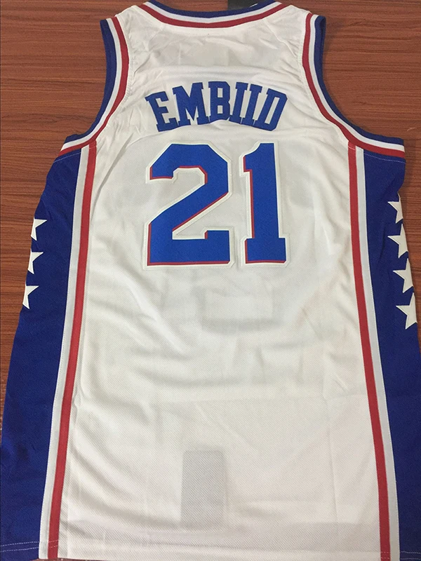

New Mens American Basketball Jerseys Clothes European Size Philadelphia 76ers Joel Embiid #21 T Shirts Cotton Tops Loose Cloth