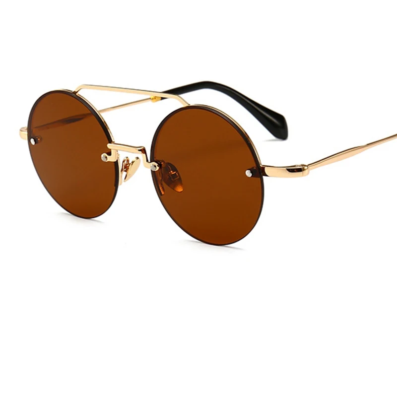 Круглые Солнцезащитные очки в стиле ретро женские солнцезащитные без оправы