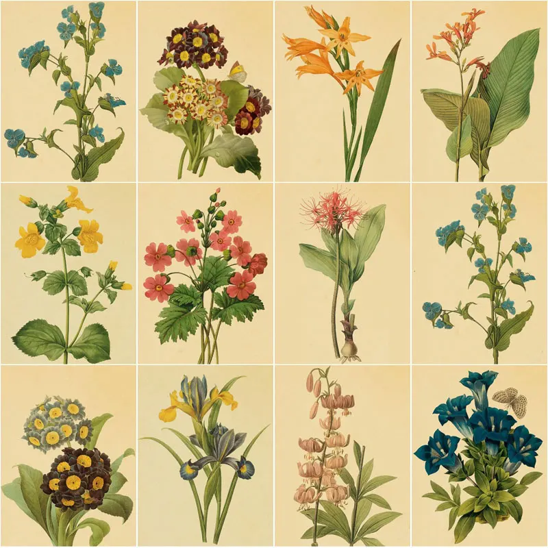 

Diy 5D Diamond Embroidery Mosaic Vintage Flower Plants Paintings Full Rhinestone Retro Botany Pictures Wall Art Home Decoration